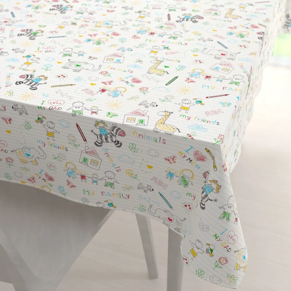 Biante Detský bavlnený obdĺžnikový obrus Sandra SA-041 Farebné omaľovánky 60x100 cm