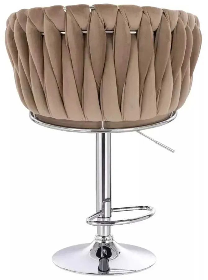 LuxuryForm DESIGN Barová stolička NORDEN VELUR na striebornom tanieri - latte