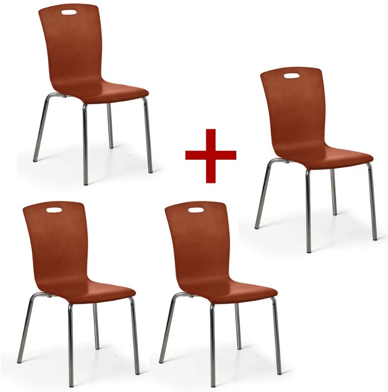 Drevená jedálenská stolička RITA 3+1 ZADARMO, orech