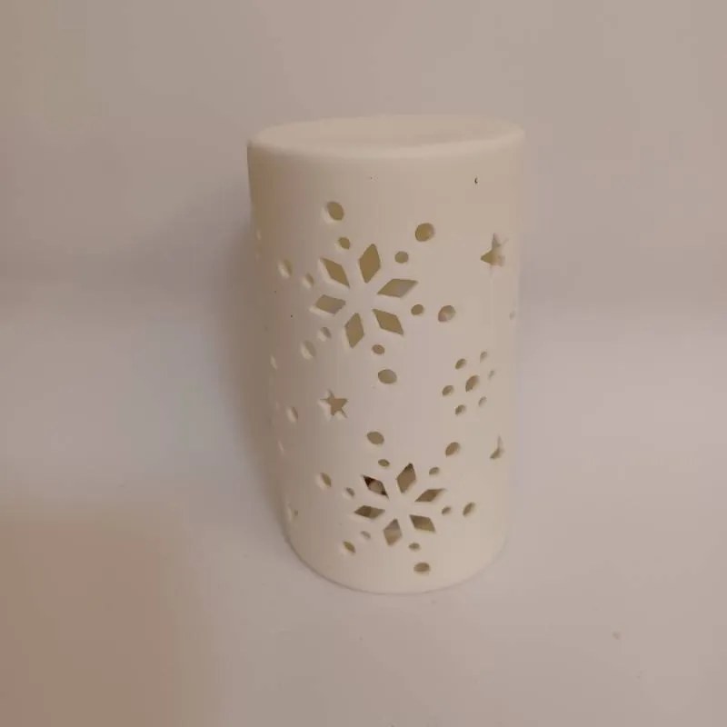 DECOLED Keramický svietnik, 7,5 x 12,5 cm, teplá biela