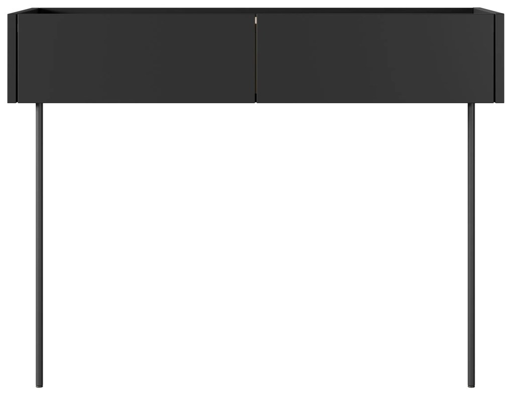 Toaletný stolík Desin 100 cm so zásuvkami a kovovými nohami - čierny mat / dub nagano