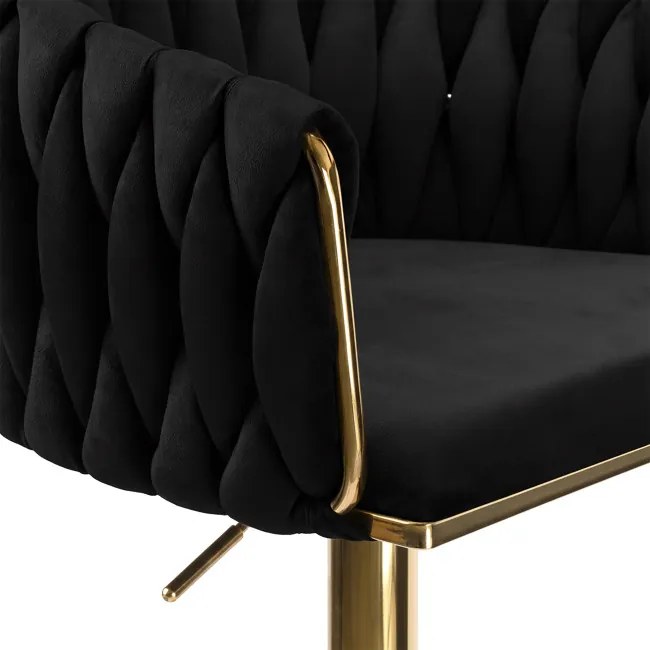 Barová stolička COFTON zamatová, zlatá / čierna