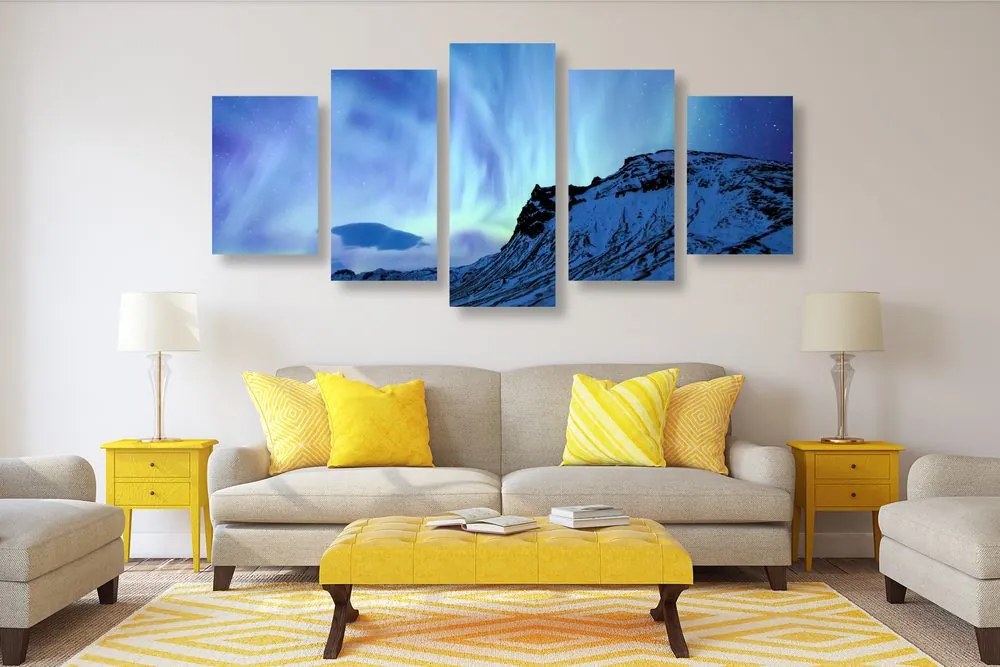 5-dielny obraz severské polárne svetlo Varianta: 100x50