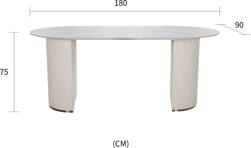 Jedálenský stôl Modig 180 cm eko koža ecru/mramor