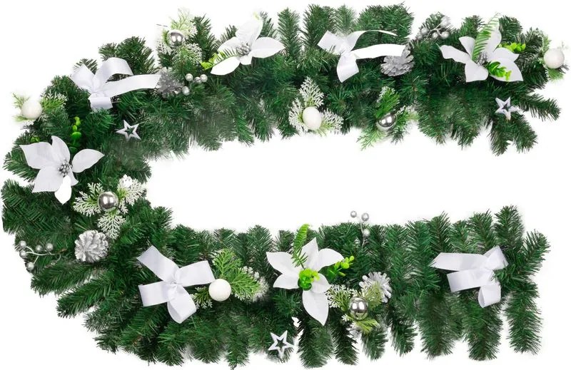 Dekorácia MagicHome Vianoce, girlanda, biela, 200 cm