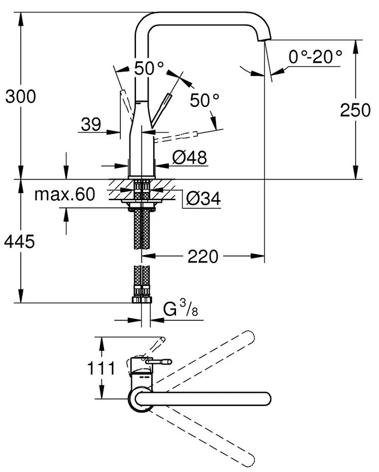 GROHE Essence - Páková drezová batéria, kartáčovaný Warm Sunset 30269DL0