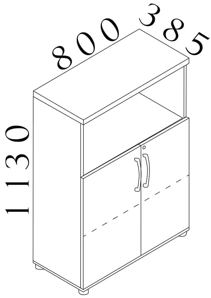 Stredná skriňa Visio LUX 80 x 38,5 x 113 cm, dub