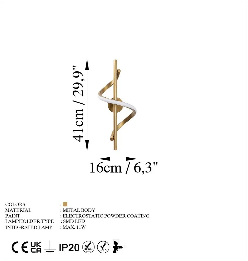 Nástenné svietidlo Lıkma - 13511, zlatá