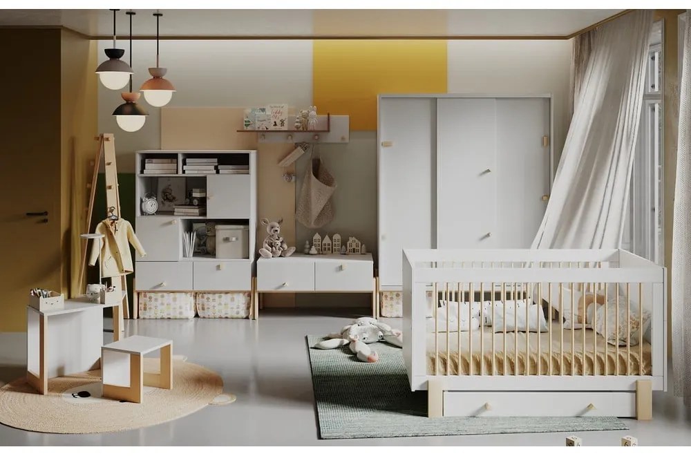 Svetlosivý/v prírodnej farbe nástenný detský vešiak Cube - Pinio