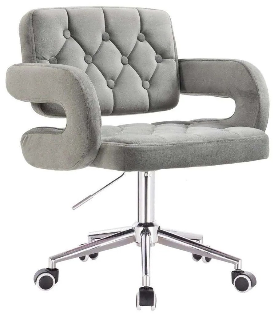 LuxuryForm DESIGN Stolička ADRIA VELUR na striebornej podstave s kolieskami - sivá