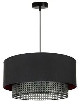Duolla - Luster na lanku BOHO RATTAN 1xE27/15W/230V pr. 45 cm čierna