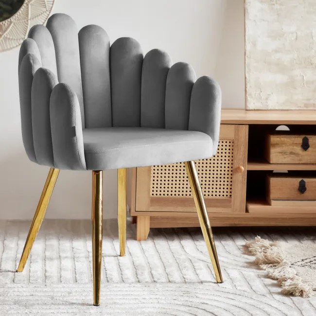 Jedálenská stolička LANA zamatová sivá 850023