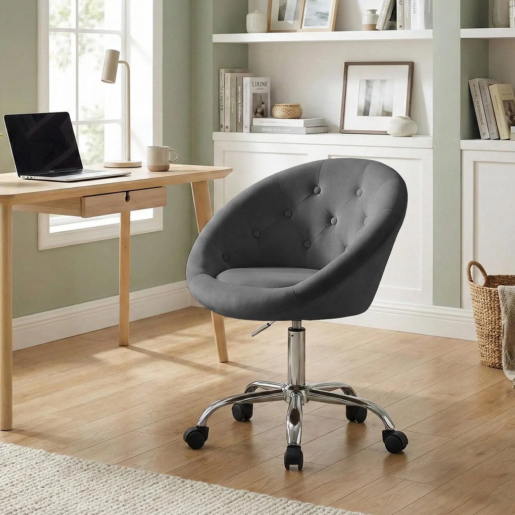Pracovná stolička London zamat - tmavosivá