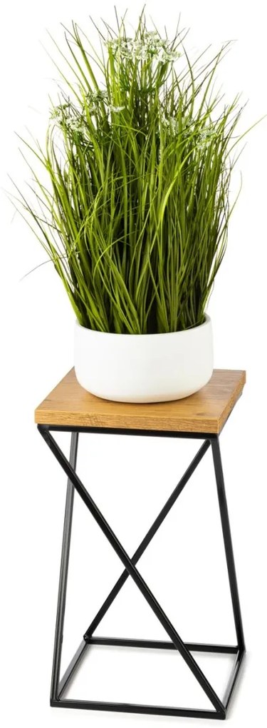Kvetinový stojan LOFT III 40 cm čierny/dub lancelot