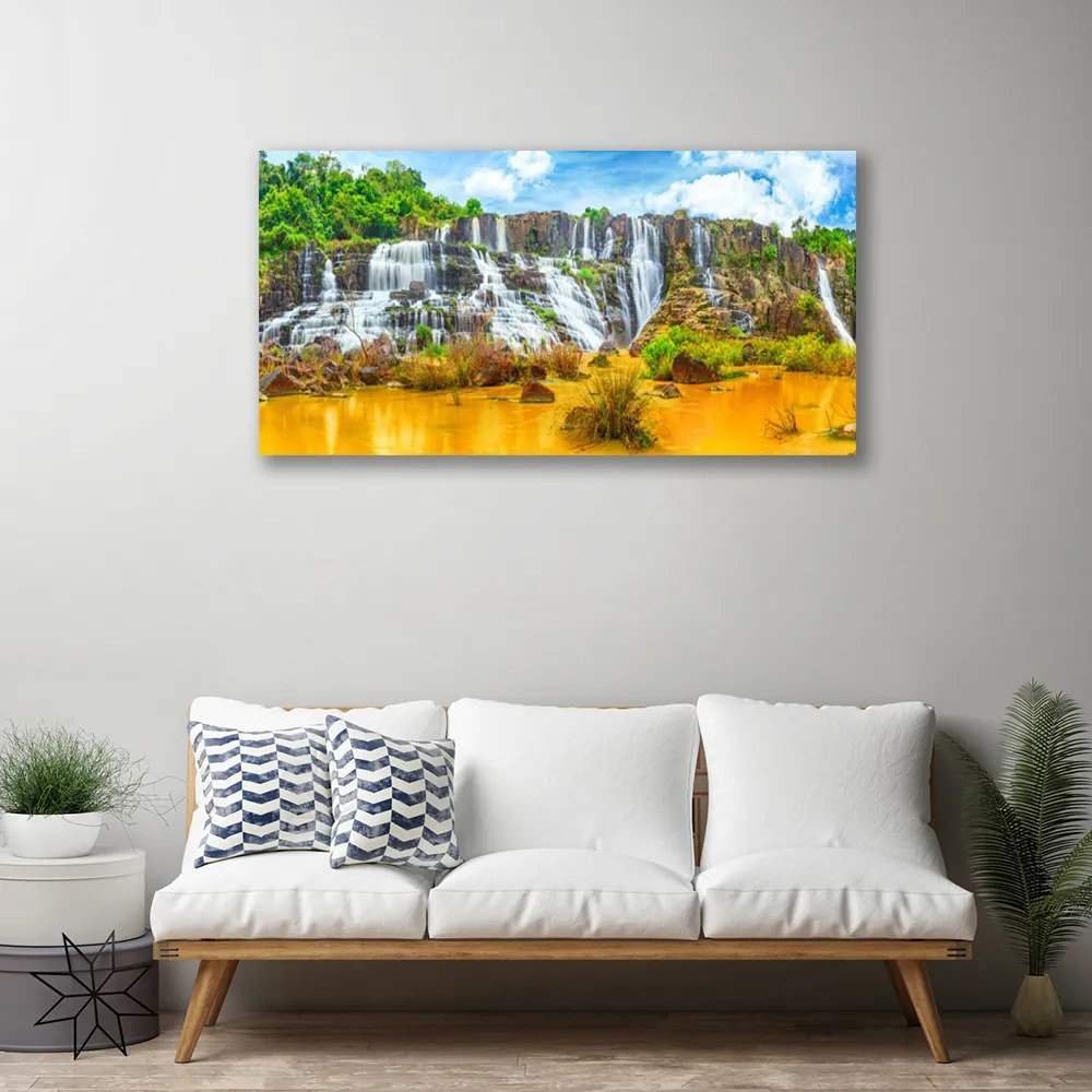 Obraz Canvas Vodopád stromy príroda 140x70 cm