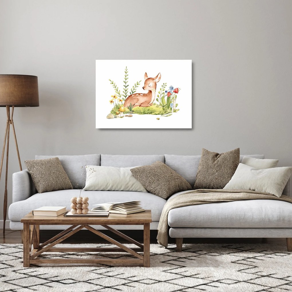 Sklenený obraz - Malý srnček (70x50 cm)