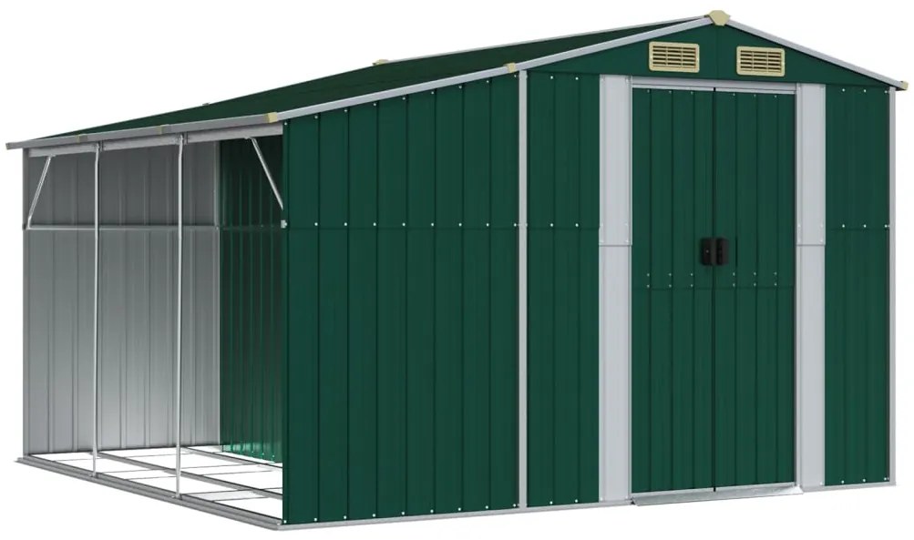 Záhradná kôlňa zelená 277x279x179 cm pozinkovaná oceľ