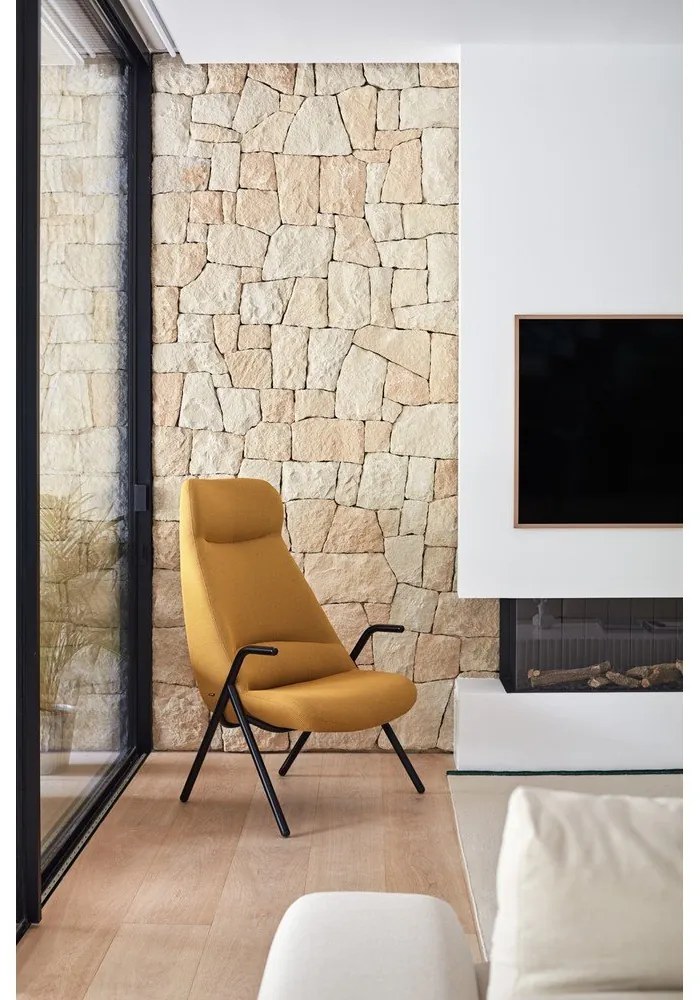 Žlté kreslo Teulat Dins, výška 114 cm