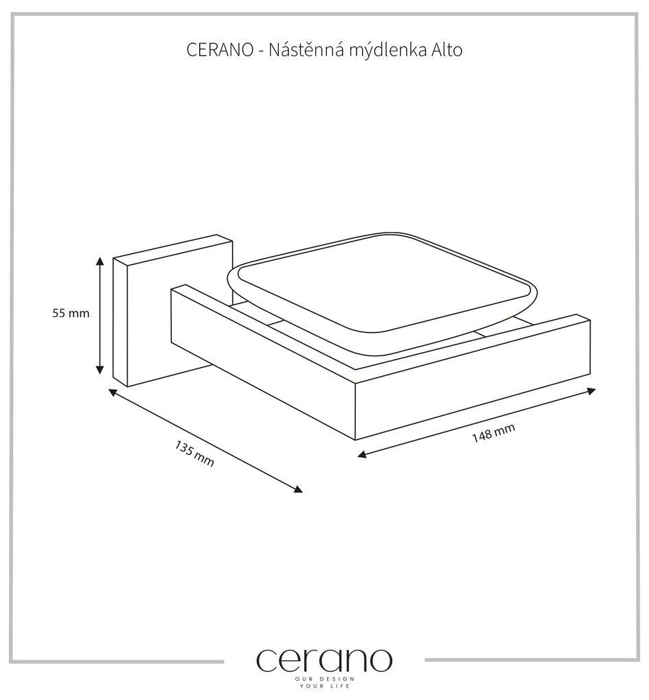 CERANO - Nástenná mydlenka Alto - čierna matná, CER-CER-479344