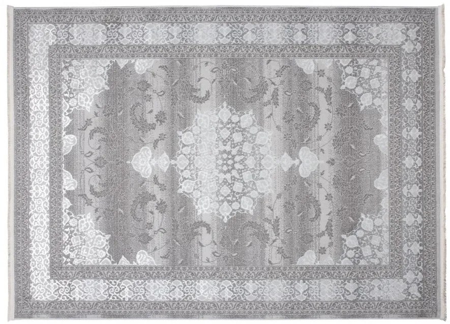 Exkluzívny bielo-sivý dizajnový interiérový koberec so vzorom Šírka: 80 cm | Dĺžka: 150 cm
