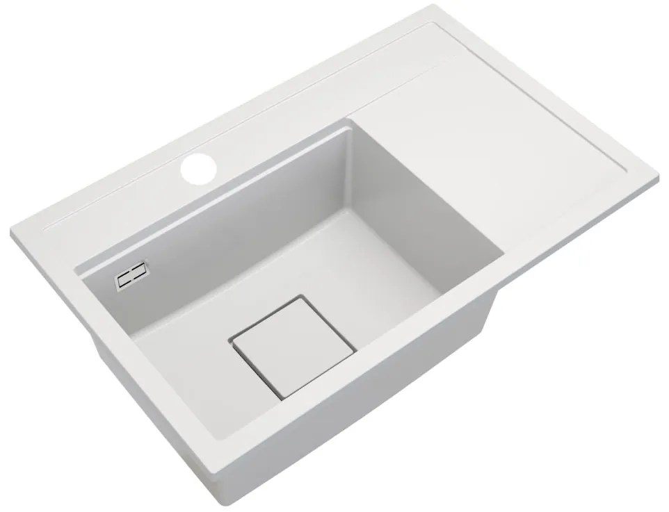 Gamma Quadro 8151, 1-komorový granitový drez 800x500x220 mm, biela, GMA-ZLE000183