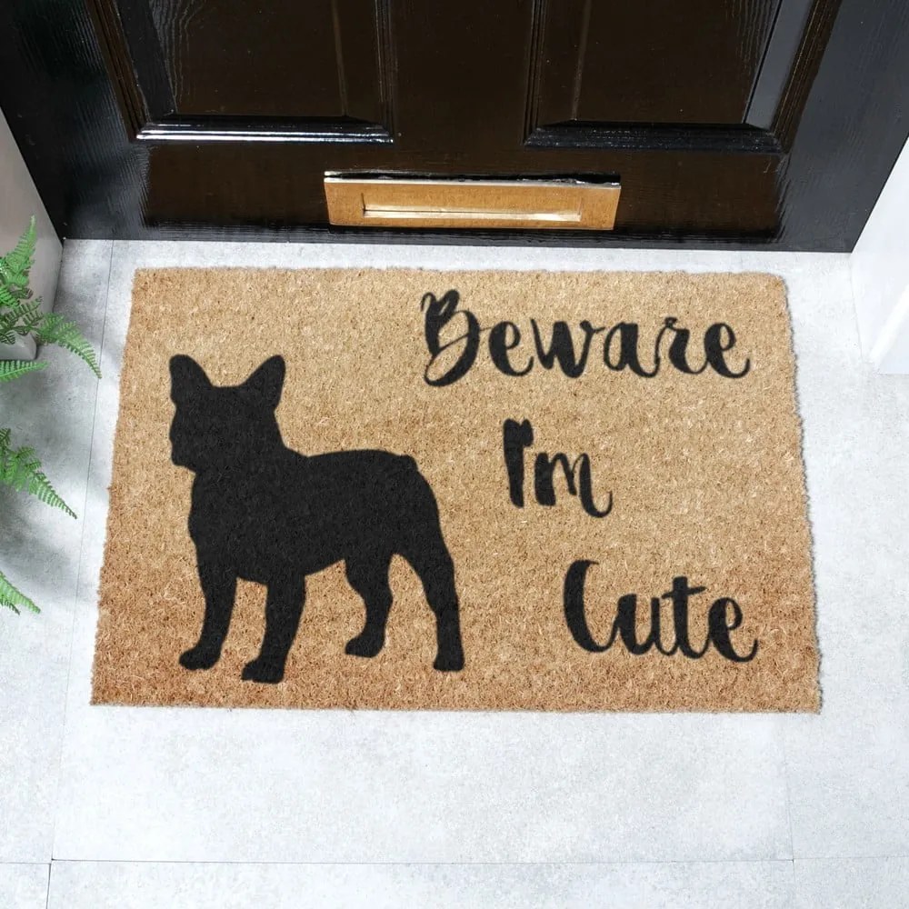 Rohožka z kokosového vlákna 40x60 cm Beware I'm Cute French Bulldog – Artsy Doormats