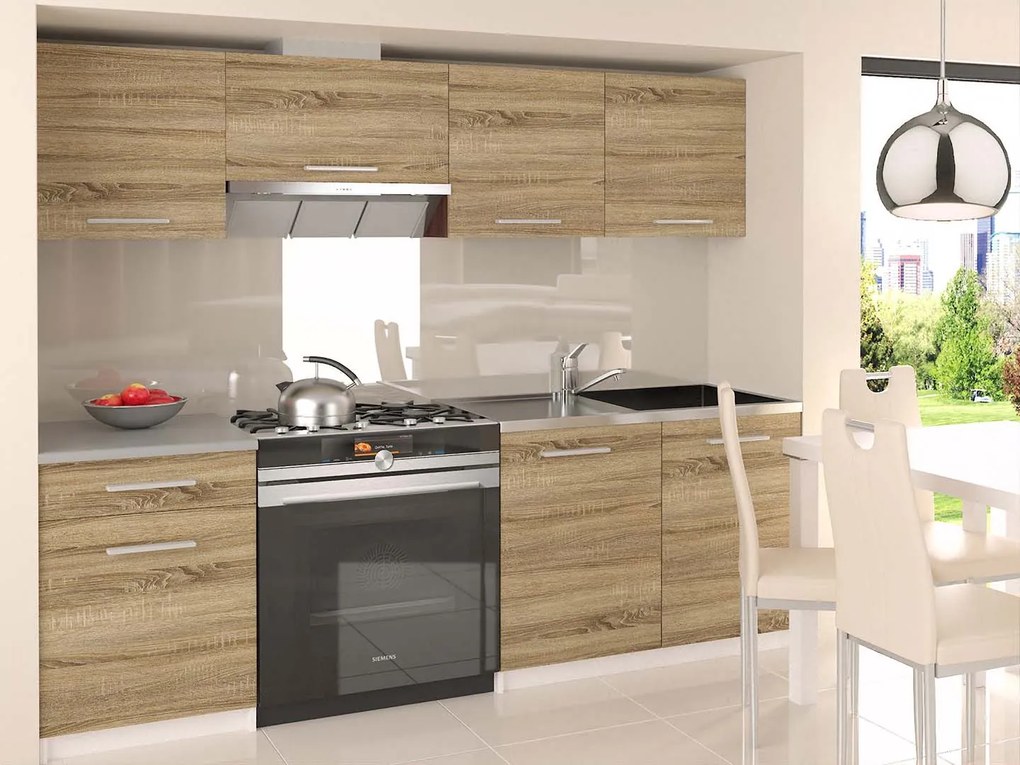 Kuchynská linka Belini 180 cm dub sonoma s pracovnou doskou Superuniqa2  TOR SUPERUNIQA2/4/WT/DS/0/B1