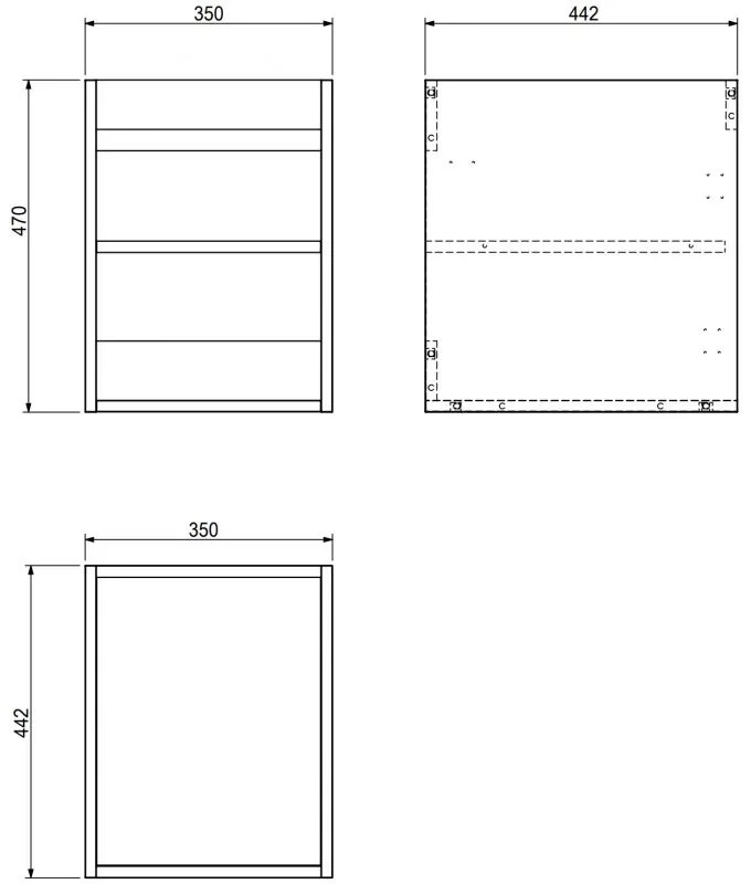 Mexen Box-A, závesná skrinka 35 cm, biela matná, 91AX1-0350-470-1-01