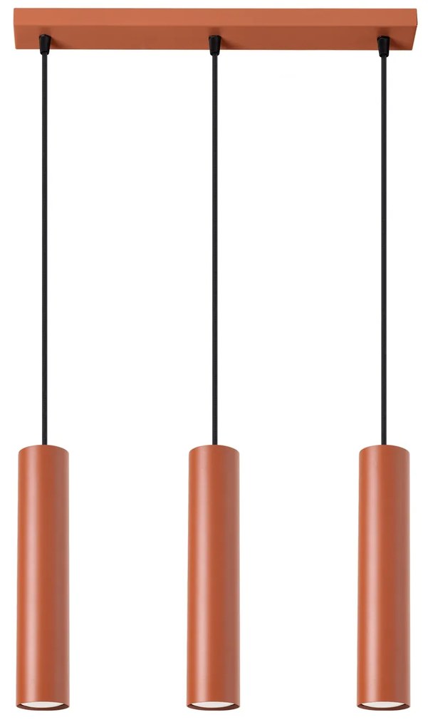 Závesné svietidlo Lagos, 3x oranžové kovové tienidlo