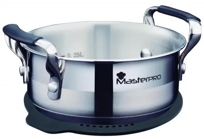 MasterPro / Ø 12 cm / nerezová oceľ / silikónové rukoväte / strieborná