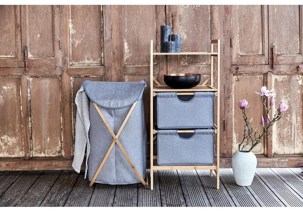 Sivo-hnedý bambusový kúpeľňový regál 44x96 cm Bahari - Wenko