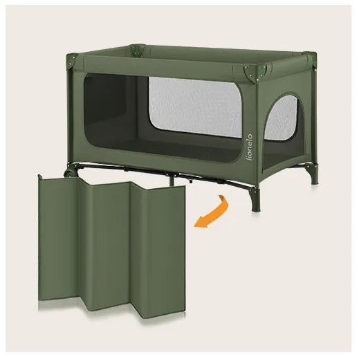 Lionelo - Cestovná postieľka JASMIN EASY FOLD Olivovo zelená