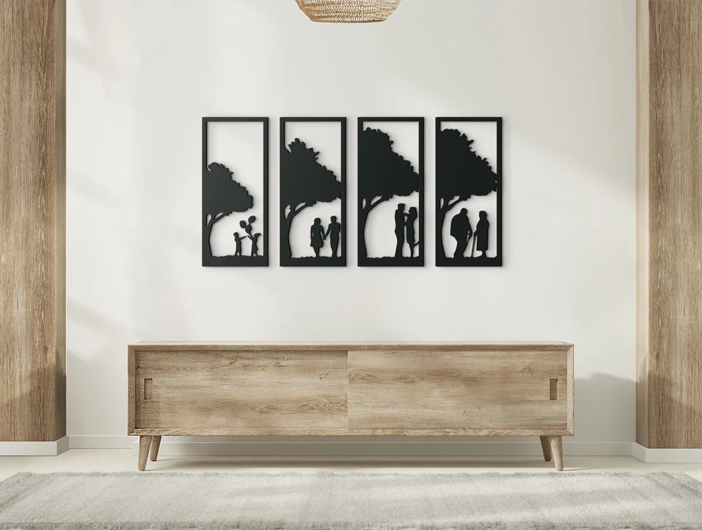 drevko 4-dielny obraz Dozrievanie v láske Rozmer obrazu: 32,5 x 65 cm, Farba dekorácie: Čierna