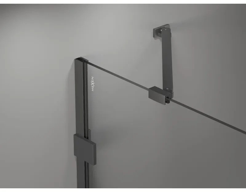 Mexen, Mexen Lunar ľavé výklopné sprchové dvere 130 cm, priehľadné, pištoľovo šedé kartáčované - 834-130-000-66-00-L