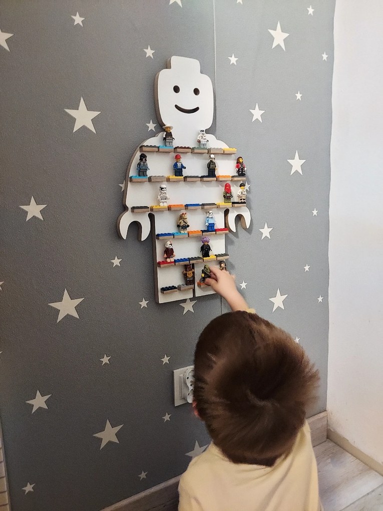 Polička na lego postavičky - biela, 32 x 50 cm