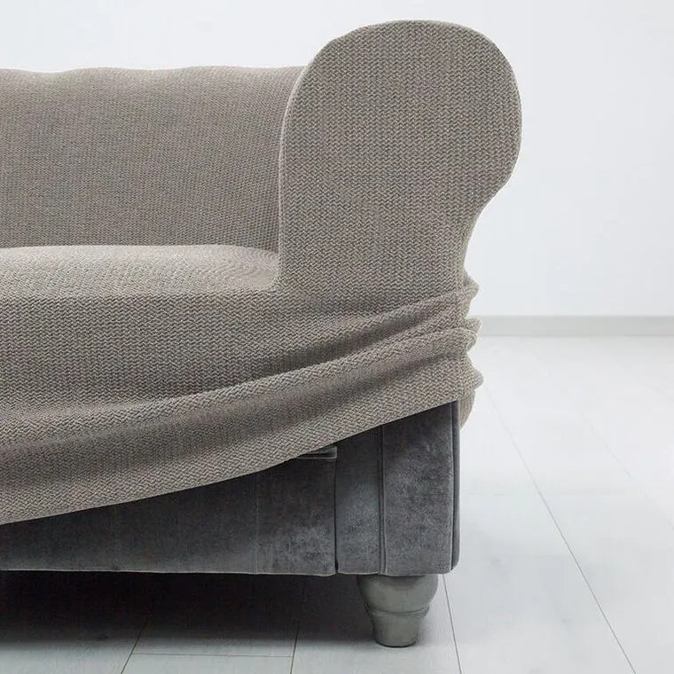 Super strečové poťahy HARMONIA svetlošedá taburetka (40 - 60 cm)