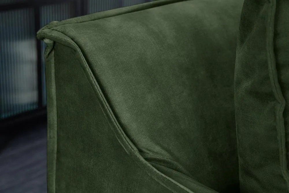 Invicta Interior - Pohovka 3-miestna HEAVEN 210 cm, zamat, odnímateľný poťah, tmavo zelená