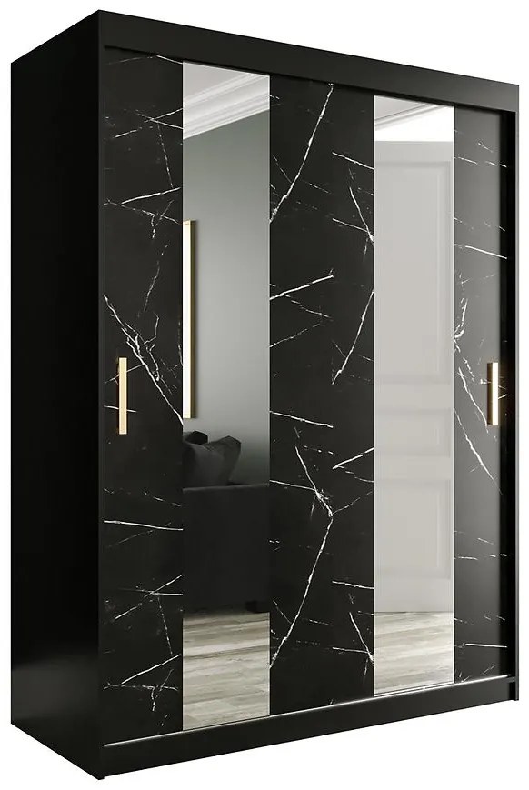 Skriňa Marmur Pole 150 čierna/mramor čierna