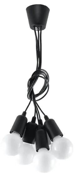 Závesné svietidlo Diego 5, čierne telo svietidla