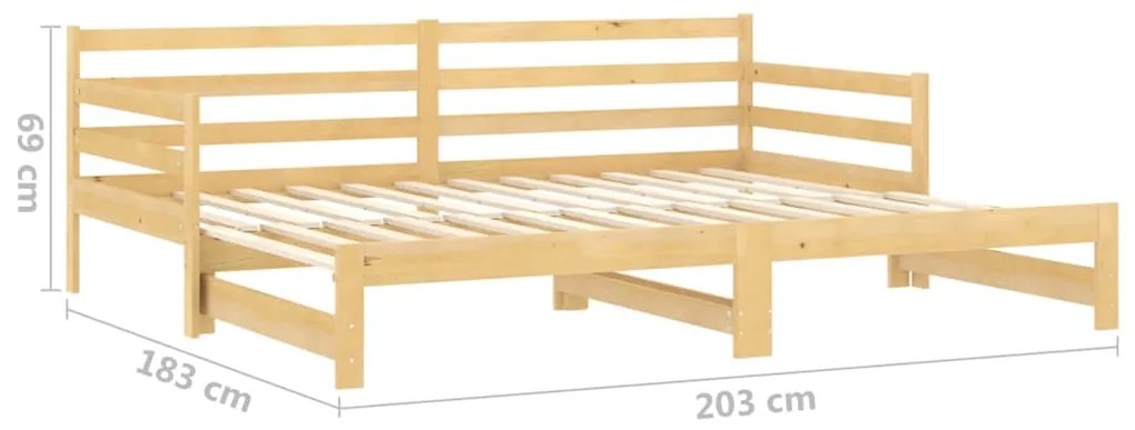 Rozkladacia denná posteľ 2x(90x200) cm, borovicový masív
