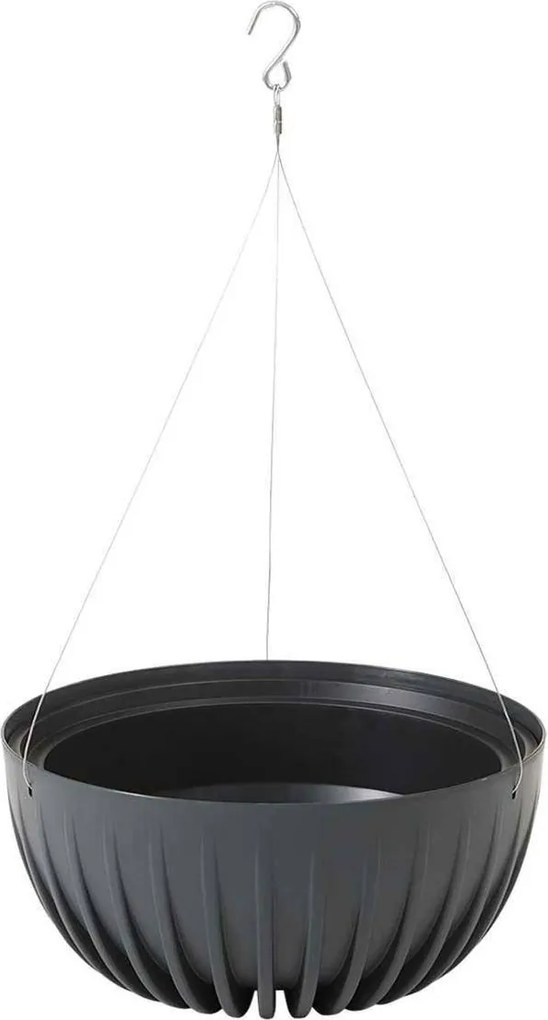Závěsný květináč STRIPPED Eco 29,8x15,6 cm antracitový