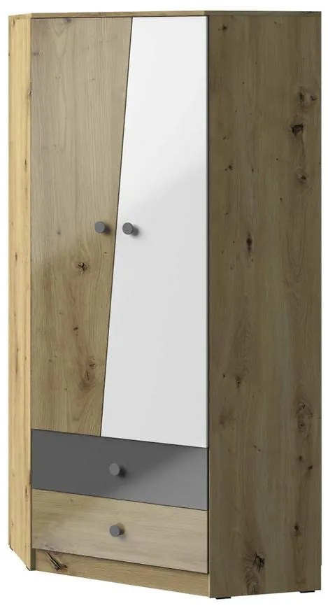 Skriňa rohová Nero 02  87 – Šedá Lesk