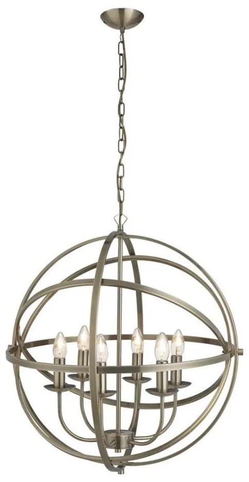 Searchlight 2476-6AB - Závesný luster ORBIT na retiazke 6xE14/60W/230V mosadz