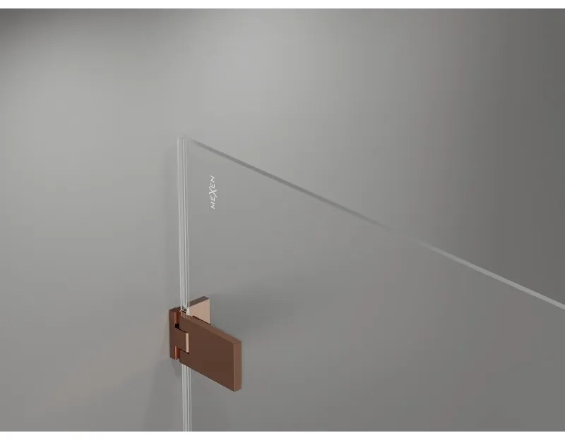 Mexen Lunar-F Duo, skladací sprchový kút 90 x 75 cm, 8mm číre sklo, profil ružové zlato, 836-090L-075P-60-00