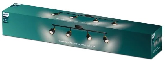 Philips - Bodové svietidlo NIALL 4xGU10/5W/230V čierna/mosadz