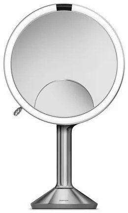 Stolní kosmetické zrcadlo s LED osvětlením a dotykovým ovládáním Simplehuman Sensor TRIO, 20 cm | nerezová
