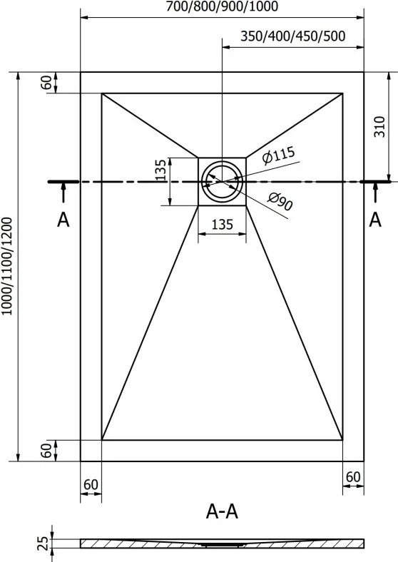 Mexen Stone+ kompozitná obdĺžniková sprchová vanička 120 x 100 cm, biela, biely kryt - 44101012-W