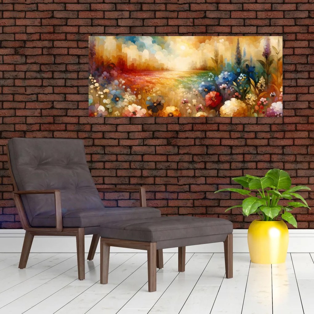 Obraz - Pestrofarebná lúka (120x50 cm)