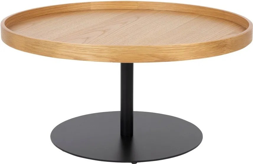 Okrúhly konferenčný stolík s doskou v dubovom dekore v prírodnej farbe ø 70 cm Yuri L – White Label