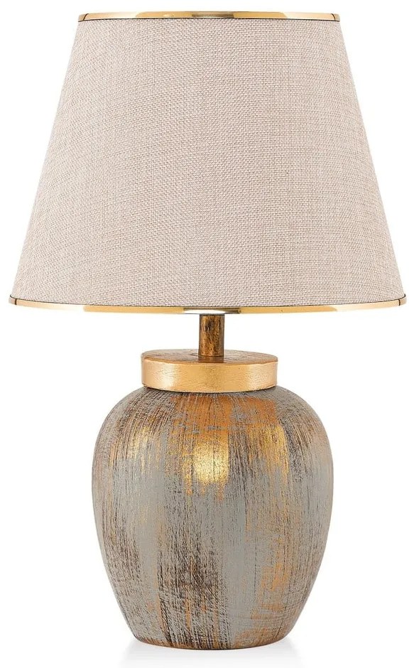 Krémovobiela/v zlatej farbe stolová lampa s textilným tienidlom (výška 47 cm) Yakamoz – Opviq lights